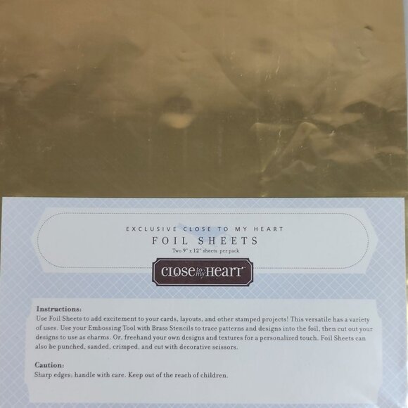 Close to My Heart Exclusive Foil Sheets Gold 2-9"x12" Sheets Solid NEW - Picture 2 of 4